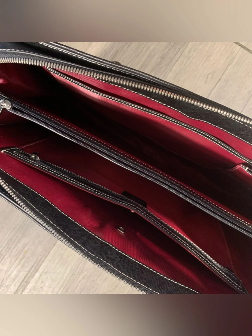 Toscano Italy VTG Black Leather Embossed Texture Attaché Briefcase Laptop‎ Bag
